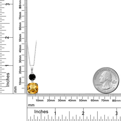 4.65カラット  天然 シトリン ネックレス  天然 ブラックダイヤモンド シルバー925  11月 誕生石