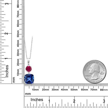 6.32カラット シンセティック サファイア ネックレス シンセティック ルビー シルバー925 9月 誕生石