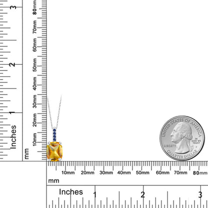 2.92カラット  天然 シトリン ネックレス  シンセティック サファイア シルバー925  11月 誕生石