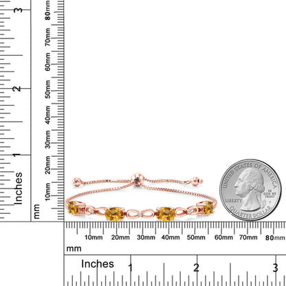 2.92カラット  天然 シトリン ブレスレット  ラボグロウンダイヤモンド シルバー925 18金 ピンクゴールド 加工  11月 誕生石