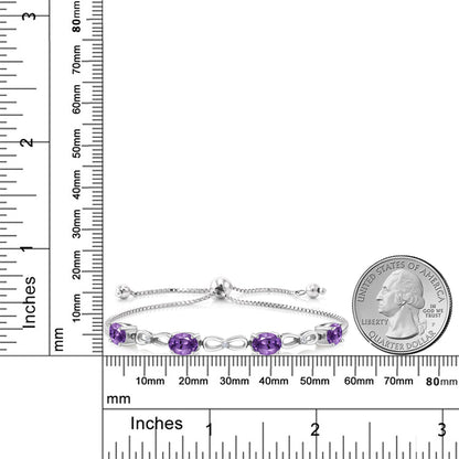 3.02カラット  天然 アメジスト ブレスレット  ラボグロウンダイヤモンド シルバー925  2月 誕生石