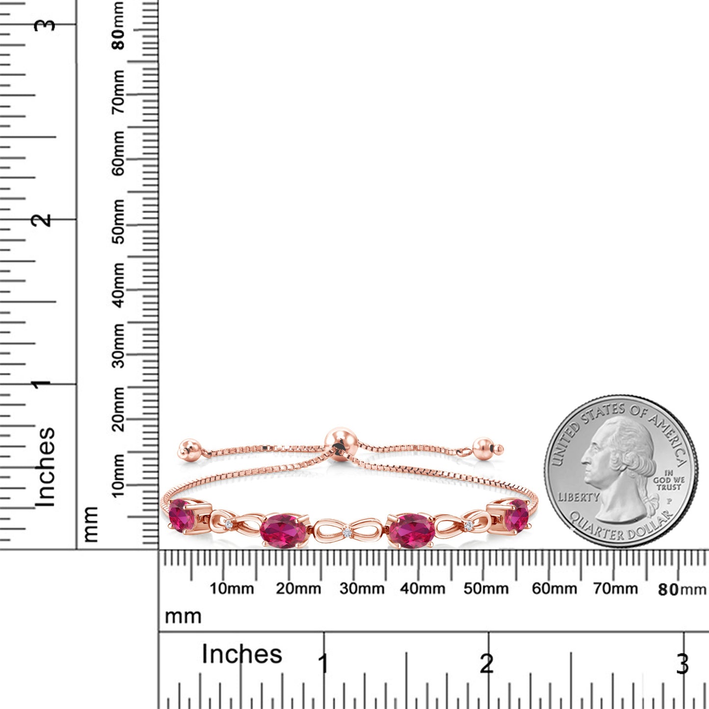 4.02カラット シンセティック ルビー ブレスレット ラボグロウンダイヤモンド シルバー925 18金 ピンクゴールド 加工 7月 誕生石