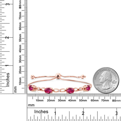 4.02カラット シンセティック ルビー ブレスレット ラボグロウンダイヤモンド シルバー925 18金 ピンクゴールド 加工 7月 誕生石