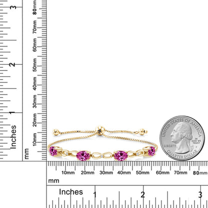 3.62カラット  シンセティック ピンクサファイア ブレスレット  ラボグロウンダイヤモンド シルバー925 18金 イエローゴールド 加工  9月 誕生石