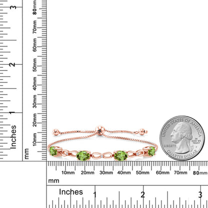 3.62カラット  天然石 ペリドット ブレスレット  ラボグロウンダイヤモンド シルバー925 18金 ピンクゴールド 加工  8月 誕生石