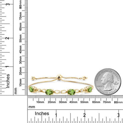 3.62カラット  天然石 ペリドット ブレスレット  ラボグロウンダイヤモンド シルバー925 18金 イエローゴールド 加工  8月 誕生石