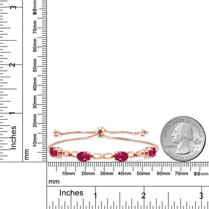 4.02カラット 天然 ルビー ブレスレット ラボグロウンダイヤモンド シルバー925 18金 ピンクゴールド 加工 7月 誕生石