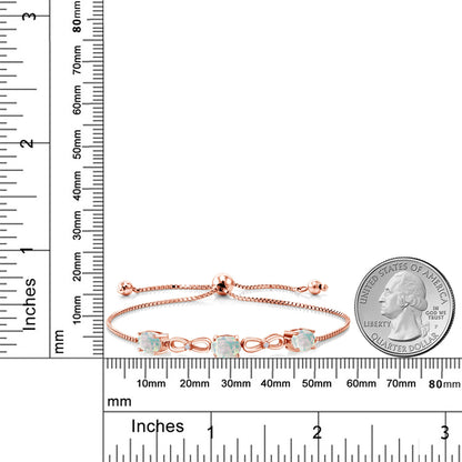 3.02カラット シミュレイテッド ホワイトオパール ブレスレット ラボグロウンダイヤモンド シルバー925 18金 ピンクゴールド 加工 10月 誕生石