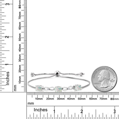 3.02カラット シミュレイテッド ホワイトオパール ブレスレット ラボグロウンダイヤモンド シルバー925 10月 誕生石