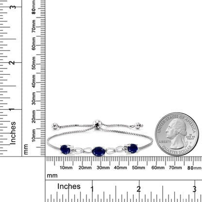 3.02カラット 天然 サファイア ブレスレット ラボグロウンダイヤモンド シルバー925 9月 誕生石
