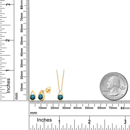 1.65カラット 天然 ブルーダイヤモンド ネックレス ピアス セット シルバー925 18金 イエローゴールド 加工