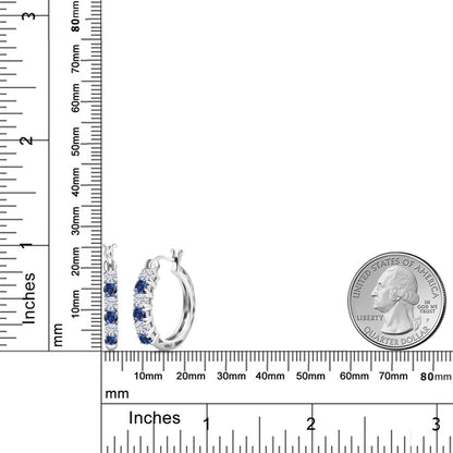 1.44カラット シンセティック サファイア フープピアス モアサナイト シルバー925 9月 誕生石