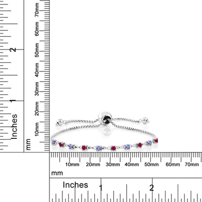 0.7カラット 天然石 タンザナイト ブレスレット シンセティック ルビー シルバー925 12月 誕生石