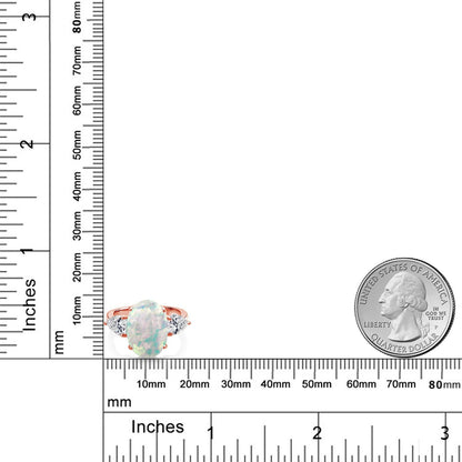 5.54カラット シミュレイテッド ホワイトオパール リング 指輪 ラボグロウンダイヤモンド シルバー925 18金 ピンクゴールド 加工 10月 誕生石