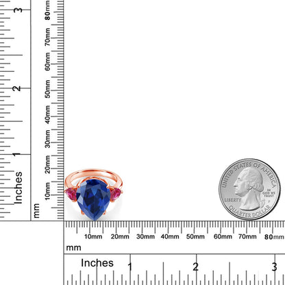11.06カラット シンセティック サファイア リング 指輪 シンセティック ルビー シルバー925 18金 ピンクゴールド 加工 9月 誕生石
