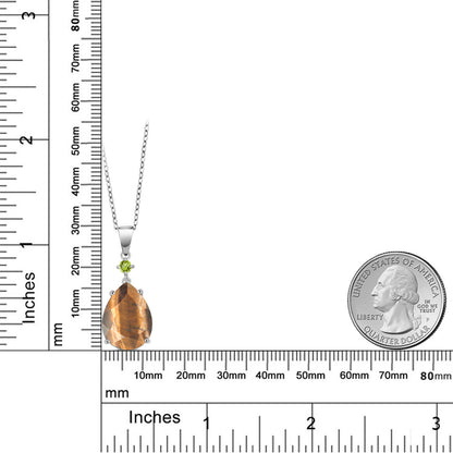7.12カラット 天然 タイガーアイ ネックレス 天然石 ペリドット シルバー925