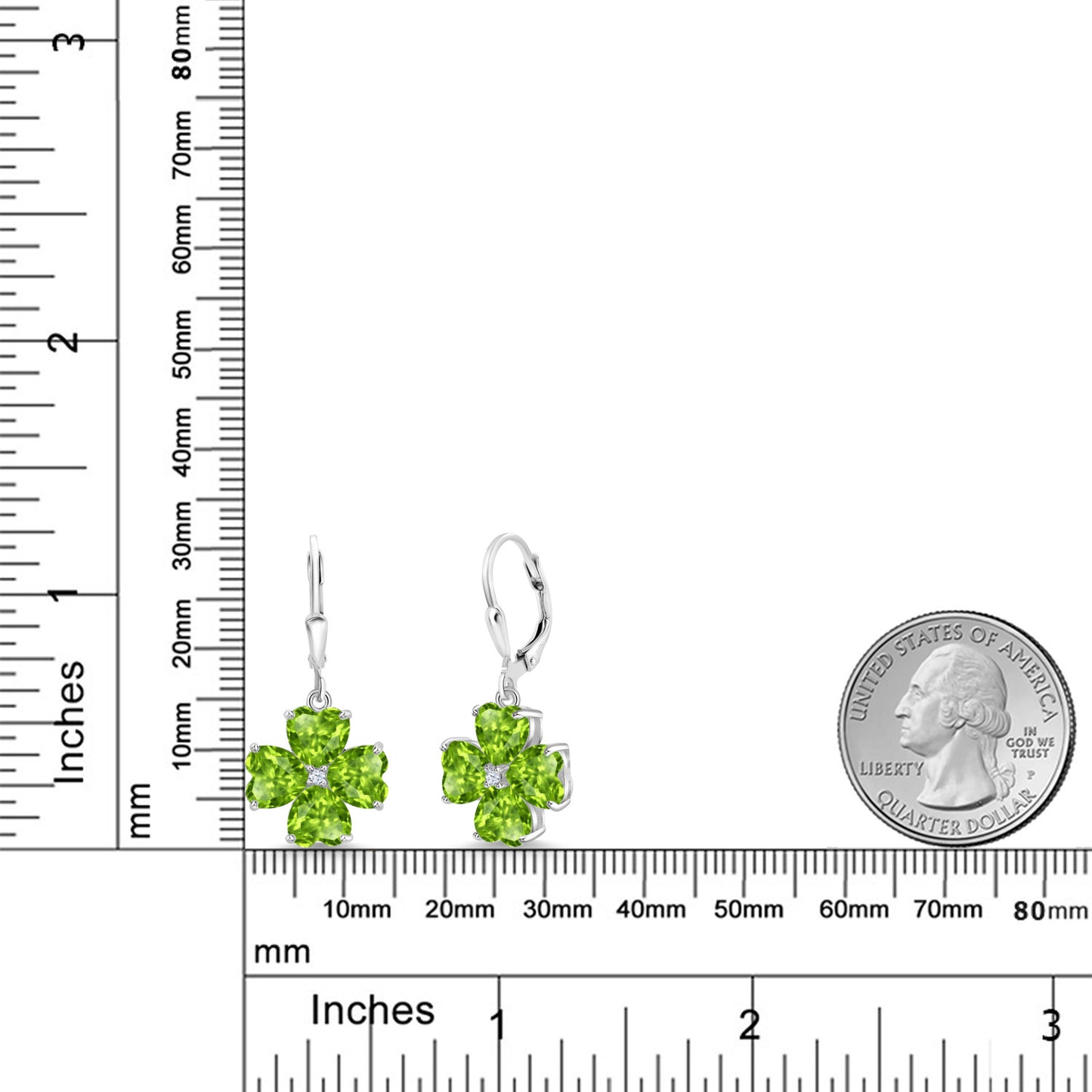 6.14カラット 天然石 ペリドット クローバー ピアス シルバー925 8月 誕生石