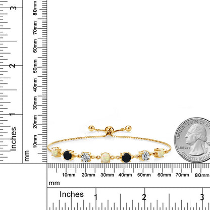 1.86カラット 天然 エチオピアンオパール ブレスレット 天然 オニキス シルバー925 18金 イエローゴールド 加工 10月 誕生石