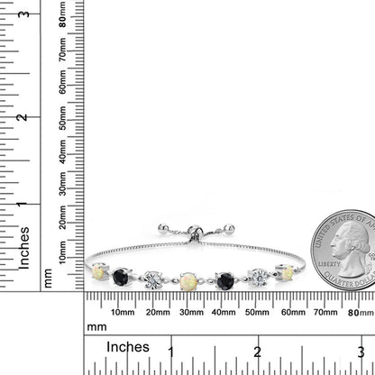 2.29カラット 天然 エチオピアンオパール ブレスレット 天然 ブラックサファイア シルバー925 10月 誕生石
