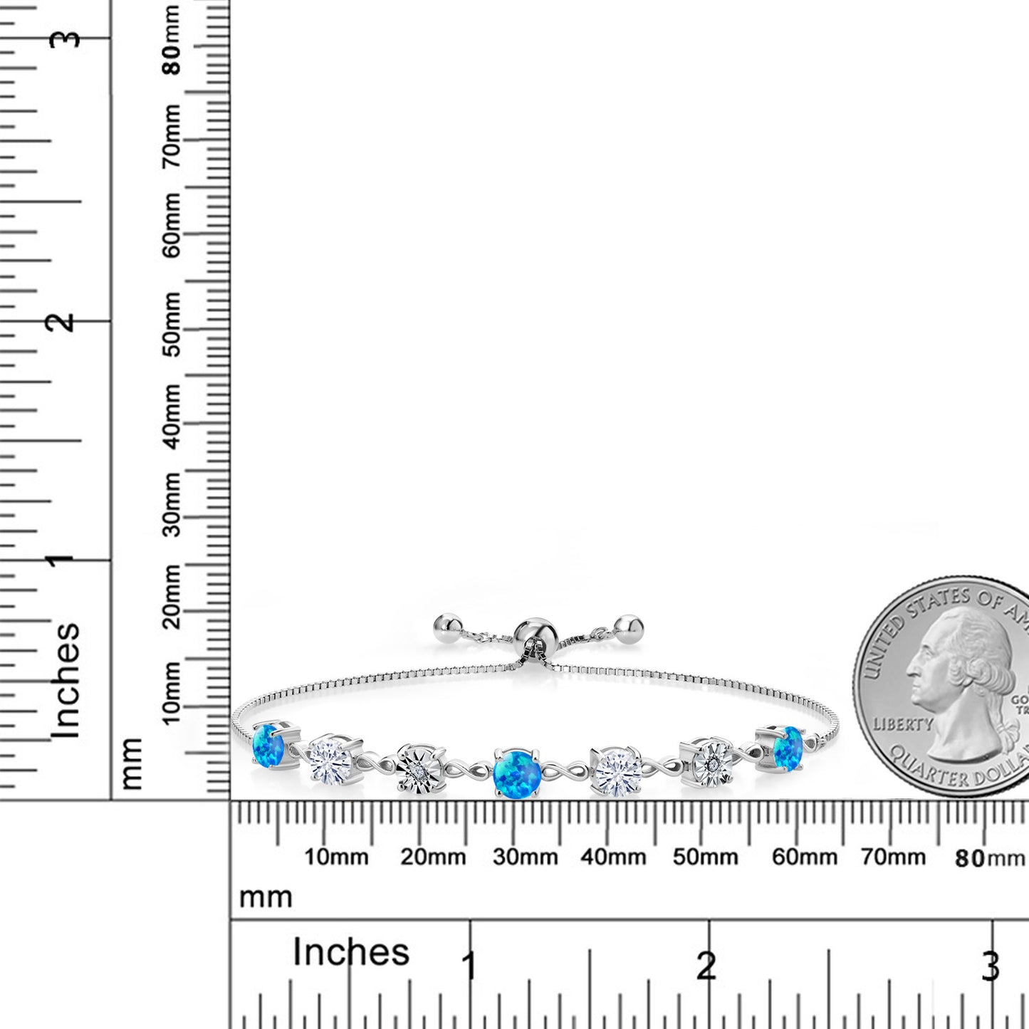 2.51カラット シミュレイテッド ブルーオパール ブレスレット モアサナイト シルバー925 10月 誕生石