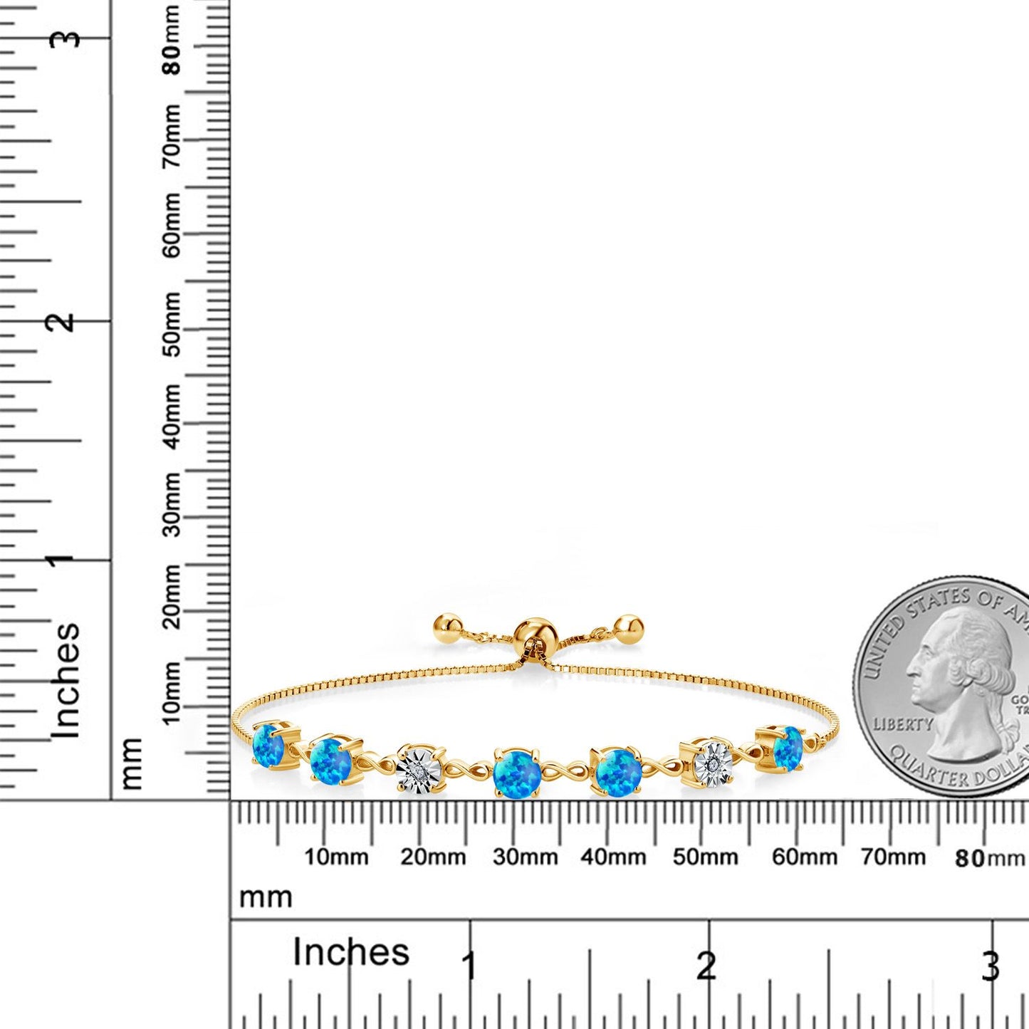 2.51カラット シミュレイテッド ブルーオパール ブレスレット シルバー925 18金 イエローゴールド 加工 10月 誕生石