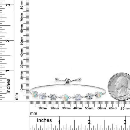 2.51カラット シミュレイテッド ホワイトオパール ブレスレット モアサナイト シルバー925 10月 誕生石