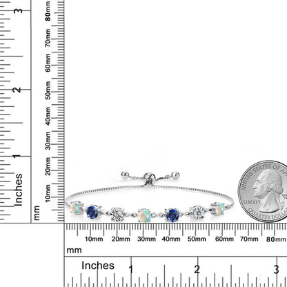 2.71カラット シミュレイテッド ホワイトオパール ブレスレット シンセティック サファイア シルバー925 10月 誕生石