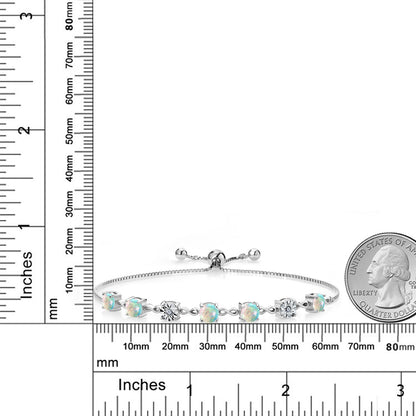 2.51カラット シミュレイテッド ホワイトオパール ブレスレット シルバー925 10月 誕生石