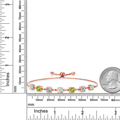 2.61カラット シミュレイテッド ホワイトオパール ブレスレット 天然石 ペリドット シルバー925 18金 ピンクゴールド 加工 10月 誕生石