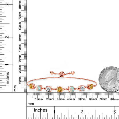 2.35カラット 天然 シトリン ブレスレット シミュレイテッド ホワイトオパール シルバー925 18金 ピンクゴールド 加工 11月 誕生石