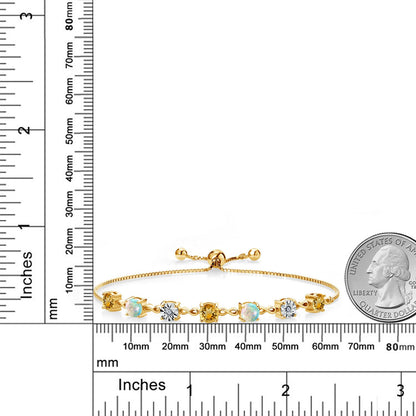 2.35カラット 天然 シトリン ブレスレット シミュレイテッド ホワイトオパール シルバー925 18金 イエローゴールド 加工 11月 誕生石