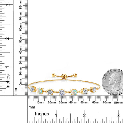 2.51カラット モアサナイト ブレスレット シミュレイテッド ホワイトオパール シルバー925 18金 イエローゴールド 加工
