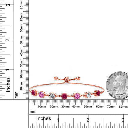 4.11カラット シンセティック ルビー ブレスレット シンセティック ピンクサファイア シルバー925 18金 ピンクゴールド 加工 7月 誕生石