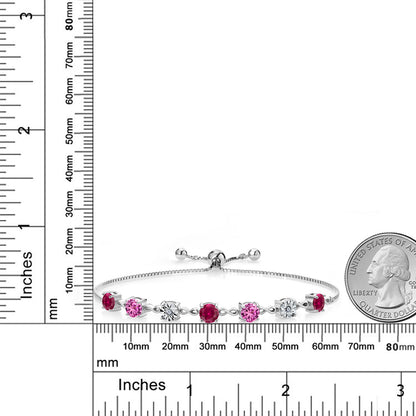 4.11カラット  シンセティック ルビー ブレスレット  シンセティック ピンクサファイア シルバー925  7月 誕生石