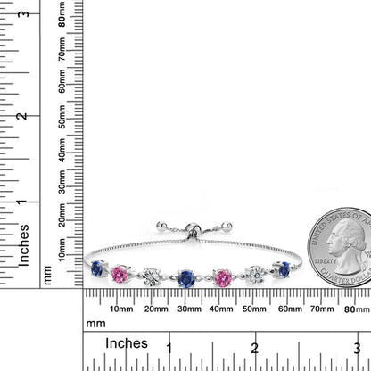 2.81カラット シンセティック サファイア ブレスレット ピンク モアサナイト シルバー925 9月 誕生石