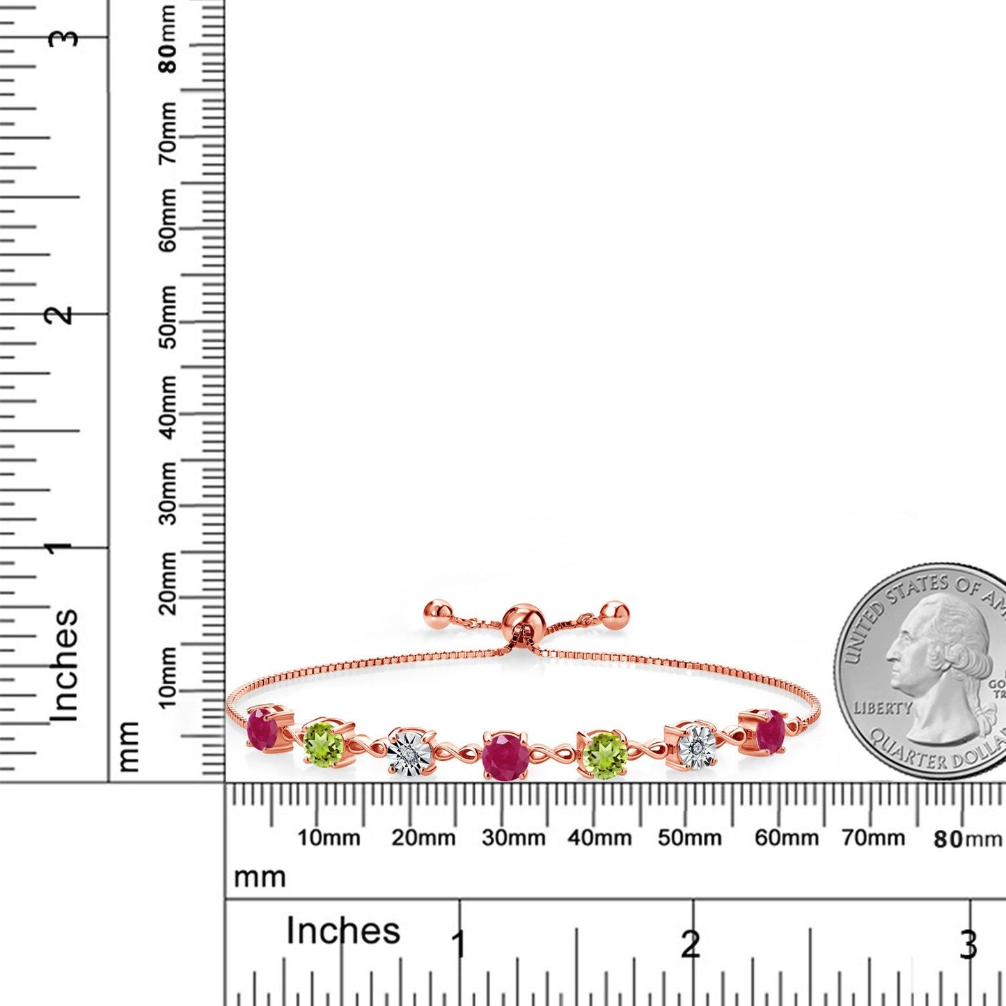 2.76カラット  天然 ルビー ブレスレット  天然石 ペリドット シルバー925 18金 ピンクゴールド 加工  7月 誕生石