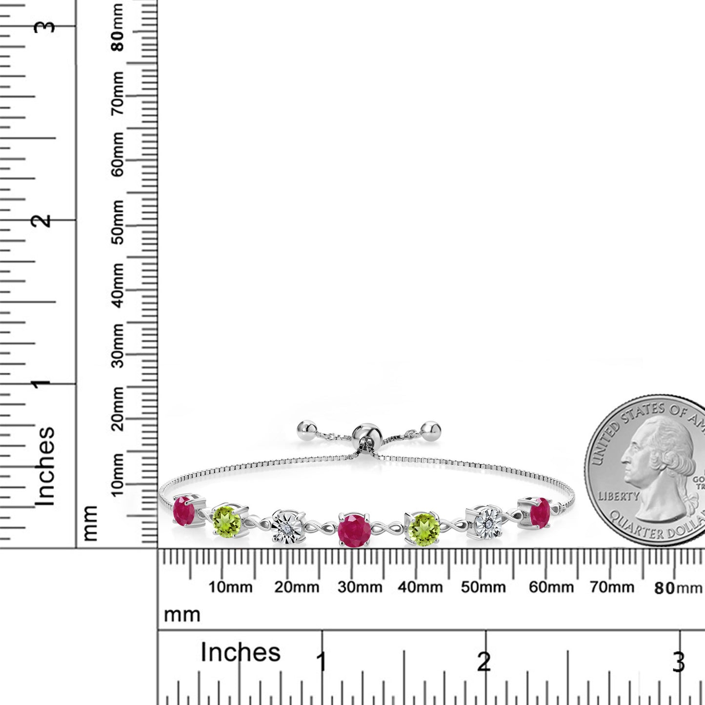 2.76カラット  天然 ルビー ブレスレット  天然石 ペリドット シルバー925  7月 誕生石