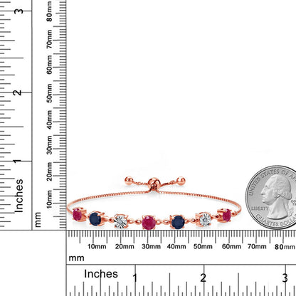 2.86カラット 天然 ルビー ブレスレット 天然 サファイア シルバー925 18金 ピンクゴールド 加工 7月 誕生石