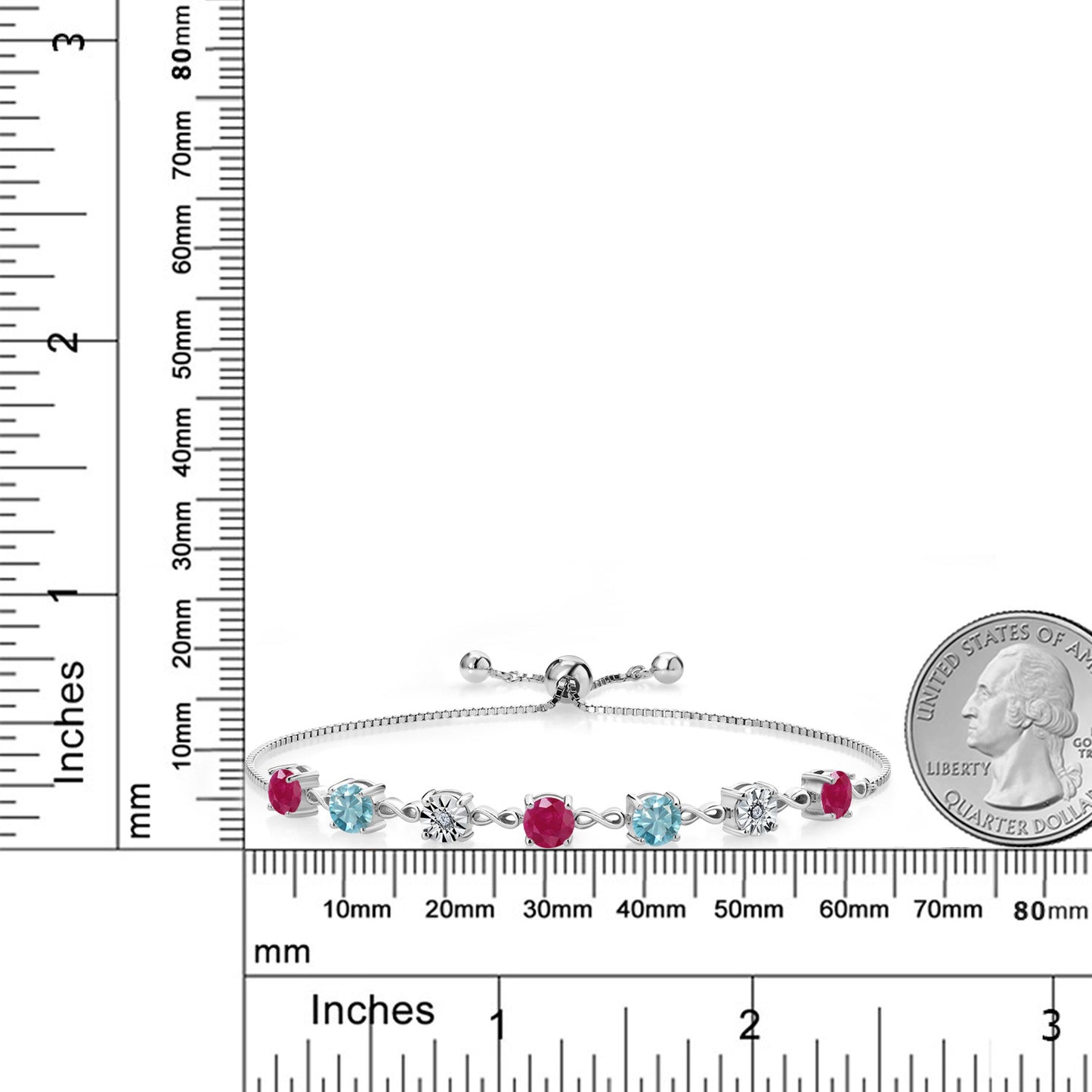 3.36カラット  天然 ルビー ブレスレット  天然石 ブルージルコン シルバー925  7月 誕生石