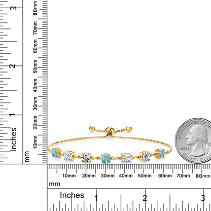 3.56カラット 天然石 ブルージルコン ブレスレット モアサナイト シルバー925 18金 イエローゴールド 加工