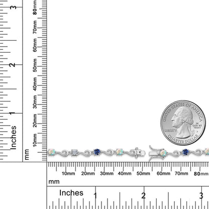 2.27カラット シミュレイテッド ホワイトオパール ブレスレット シンセティック サファイア シルバー925 10月 誕生石