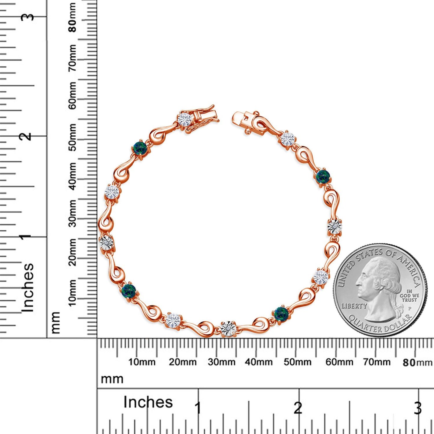 2.17カラット モアサナイト ブレスレット シミュレイテッド グリーンオパール シルバー925 18金 ピンクゴールド 加工