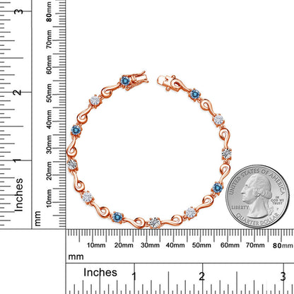2.09カラット ブルー モアサナイト ブレスレット モアサナイト シルバー925 18金 ピンクゴールド 加工