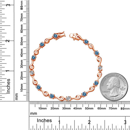 2.09カラット ブルー モアサナイト ブレスレット シルバー925 18金 ピンクゴールド 加工