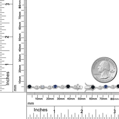 2.12カラット 天然 オニキス ブレスレット シンセティック サファイア シルバー925 8月 誕生石