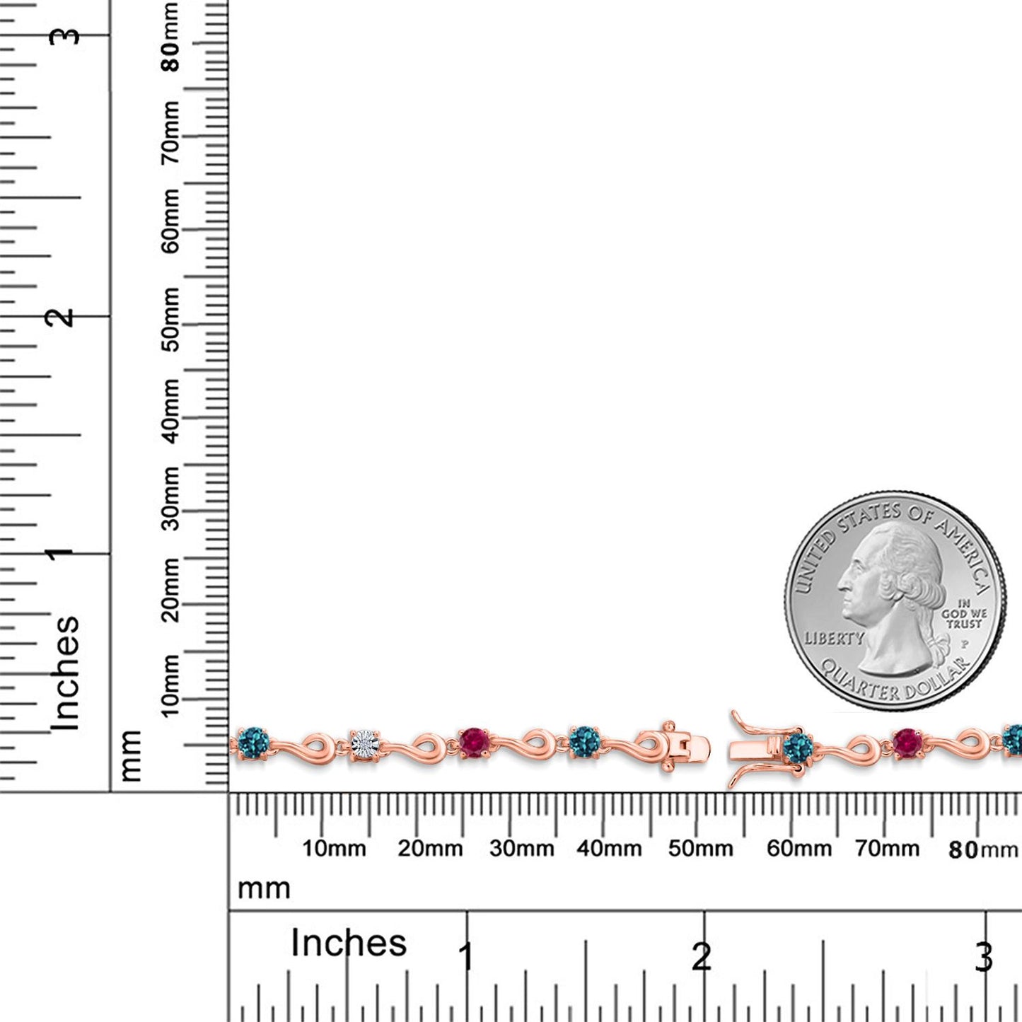 2.67カラット 天然 ロンドンブルートパーズ ブレスレット シンセティック ルビー シルバー925 18金 ピンクゴールド 加工 11月 誕生石