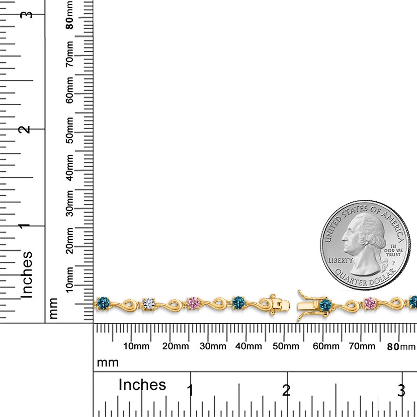 2.67カラット 天然 ロンドンブルートパーズ ブレスレット ラボグロウン ピンクダイヤモンド シルバー925 18金 イエローゴールド 加工 11月 誕生石