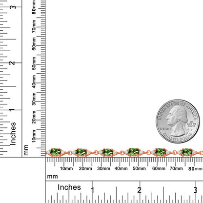 6.91カラット  天然 グリーントルマリン ブレスレット  モアサナイト シルバー925 18金 ピンクゴールド 加工  10月 誕生石