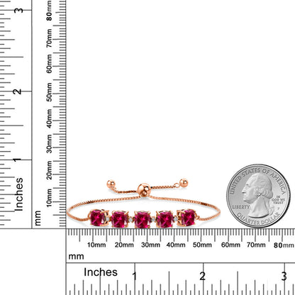 5.06カラット シンセティック ルビー ブレスレット ラボグロウンダイヤモンド シルバー925 18金 ピンクゴールド 加工 7月 誕生石