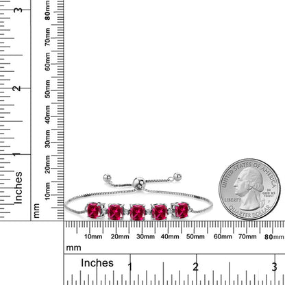 5.06カラット  シンセティック ルビー ブレスレット  ラボグロウンダイヤモンド シルバー925  7月 誕生石